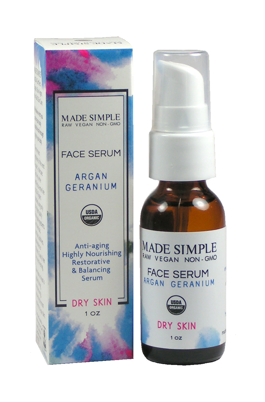 Argan Geranium Face Serum for Dry Skin - Certified Organic. Vegan & Cruelty-free