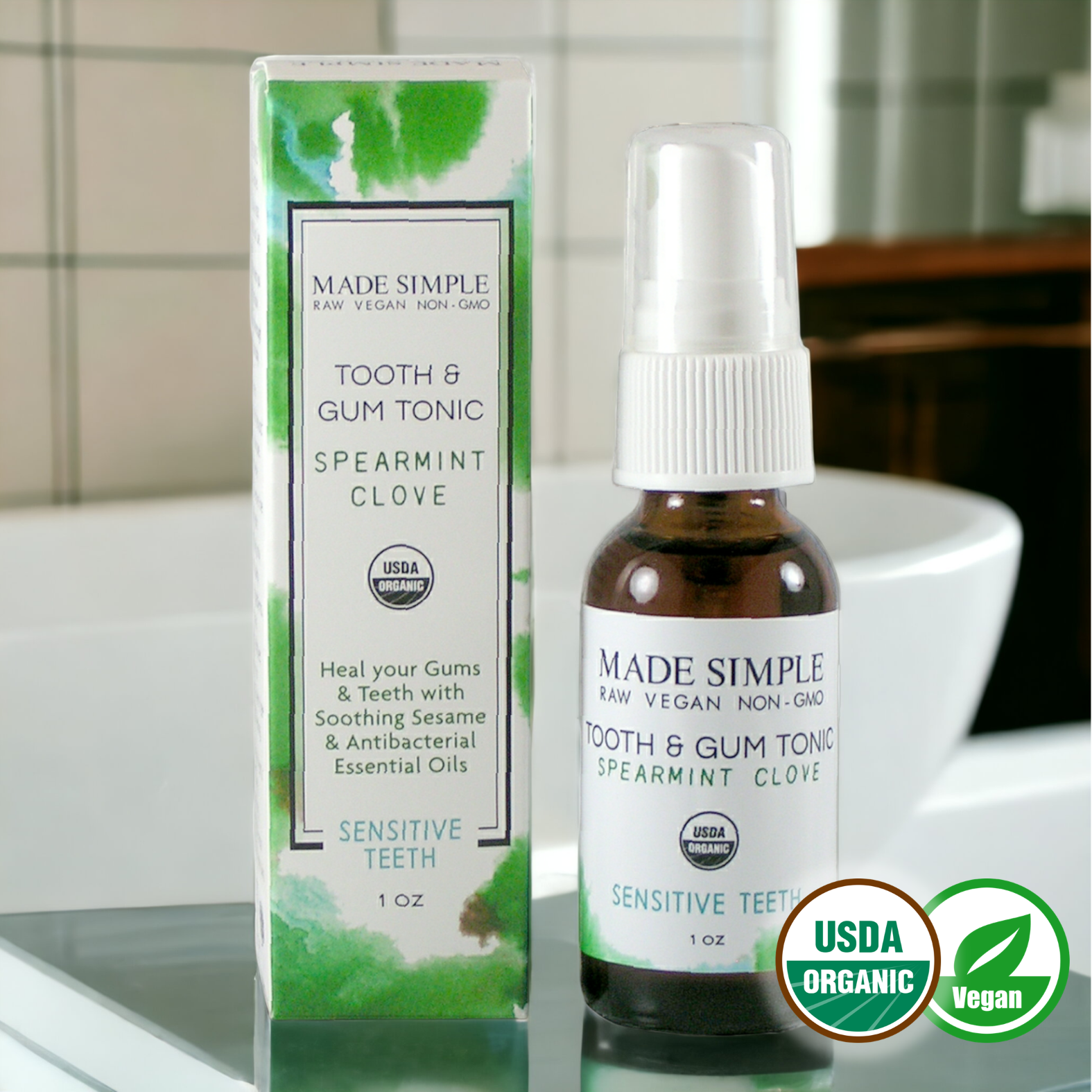 Spearmint Clove Tooth & Gum Tonic - Certified Organic, Vegan & Cruelty-free